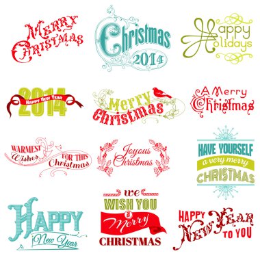 vector set: Noel kaligrafik tasarım öğeleri ve sayfa deco