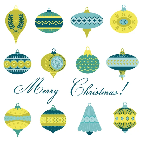 Conjunto de bolas de árbol de Navidad vintage - para diseño y álbum de recortes — Archivo Imágenes Vectoriales
