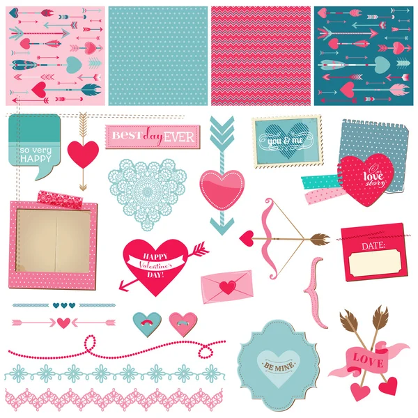 Scrapbook design Elements-kärlek, hjärta och Valentines - — Stock vektor