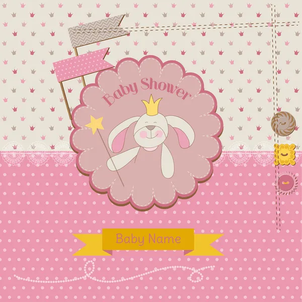 Baby Shower, или Карточка прибытия - Baby Bunny Girl - в векторе — стоковый вектор