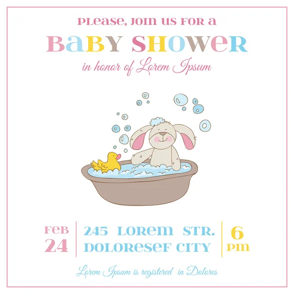 Bebek duş veya varış kartı - bebek tavşan kız - vektör — Stok Vektör