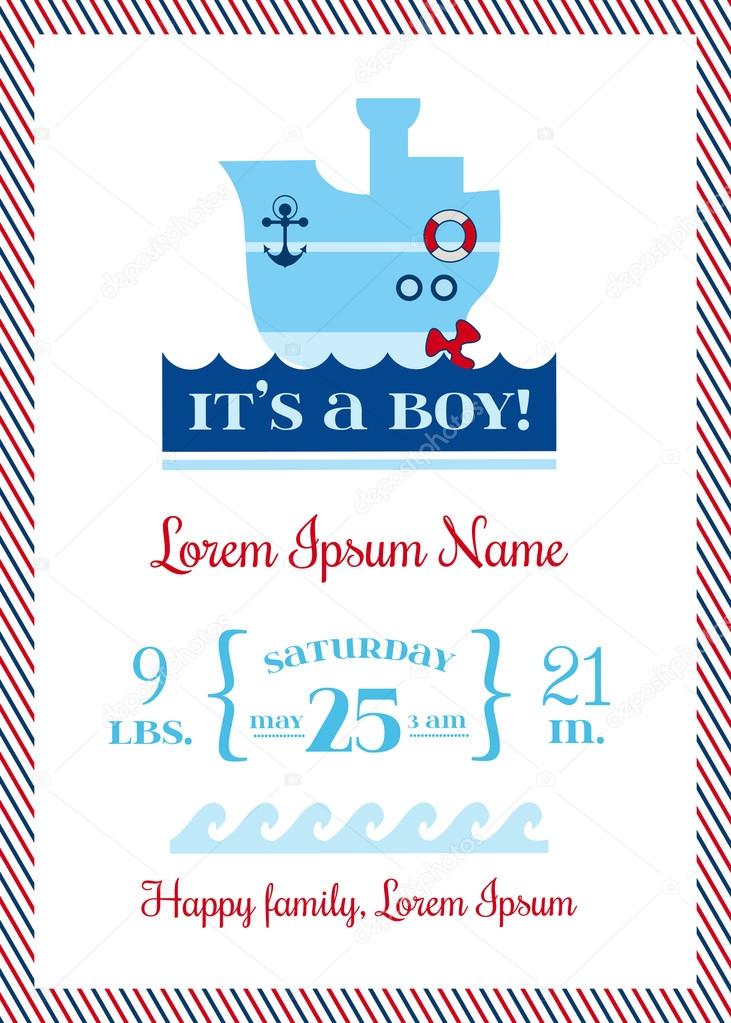 Baby Arrival Nautical Cards - for design and scrapbook