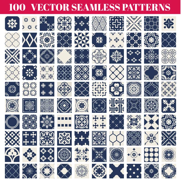 100 Seamless Patterns Background Collection — Stock Vector