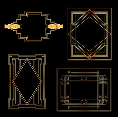 Art deco vintage çerçeveleri ve tasarım öğeleri