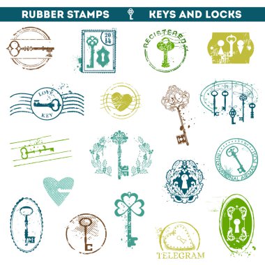 Lastik pullar - antika anahtar ve kilitleri kümesi