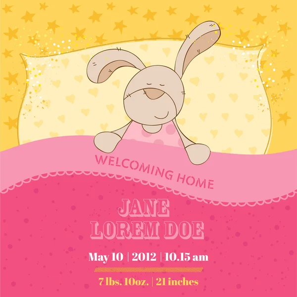 Baby Shower o tarjeta de llegada - Sleeping Bunny - en vector — Vector de stock