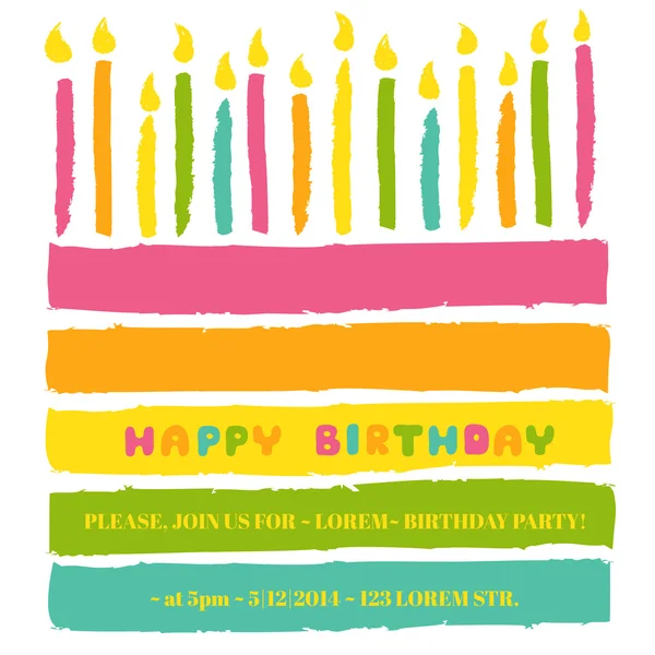 Feliz Cumpleaños y Fiesta Tarjeta de Invitación — Vector de stock