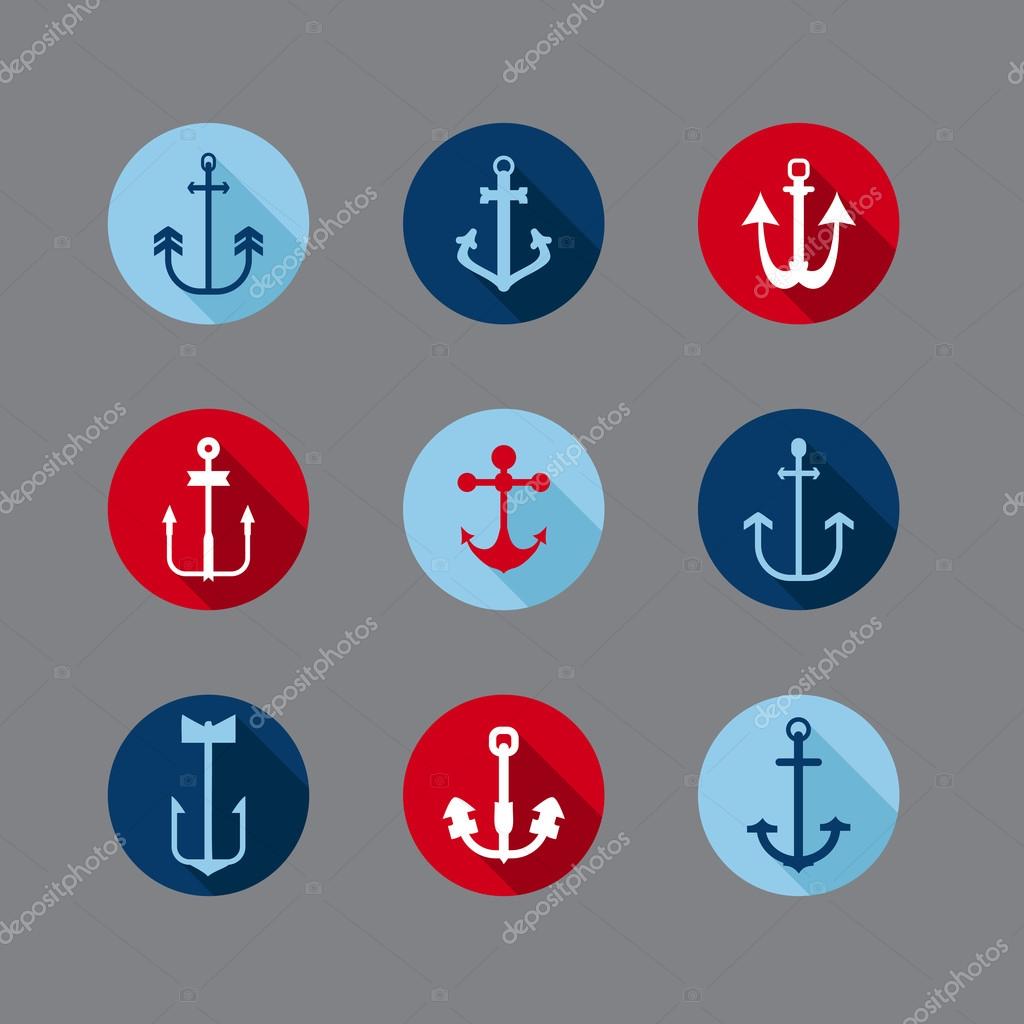 Set of Anchor Nautical Icons - for your logo, design, scrapbook - in vector