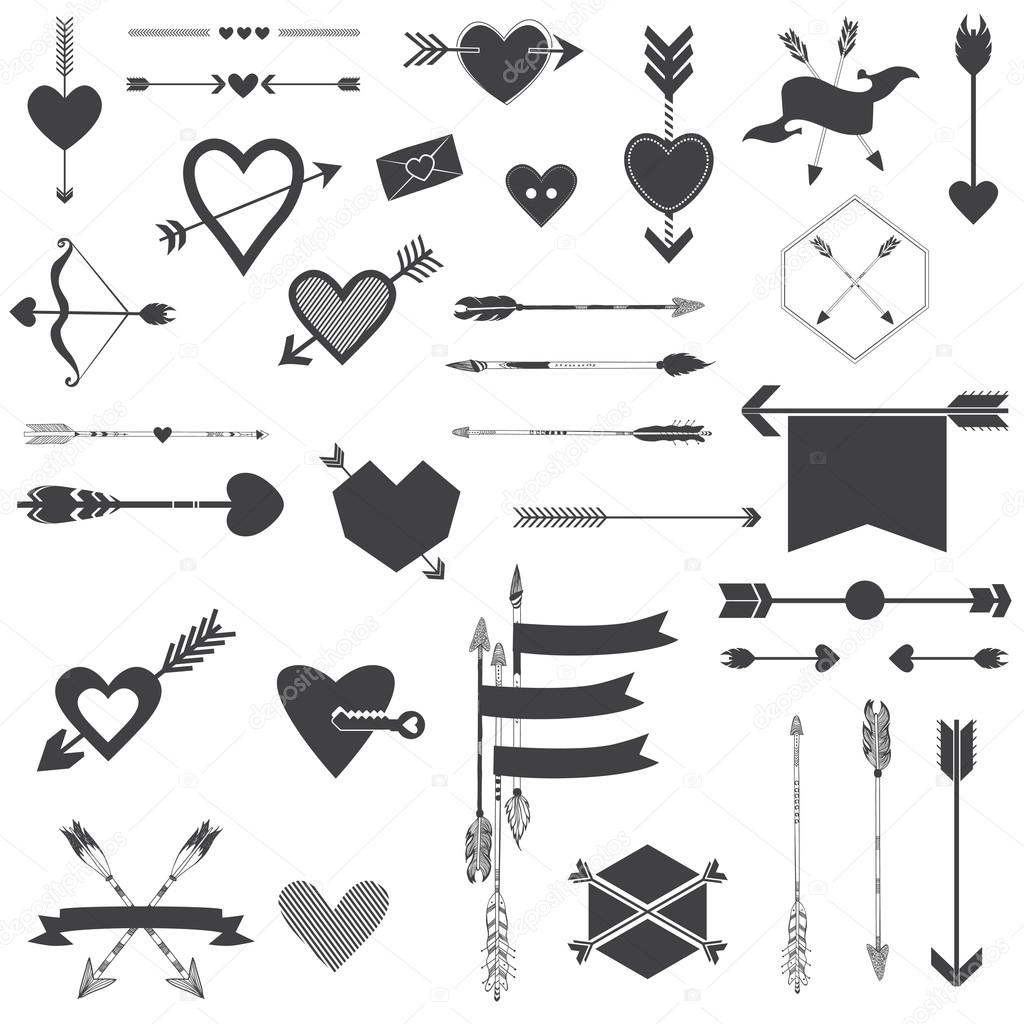 Hearts and Arrows Set - for Valentine's Day, Wedding, Design