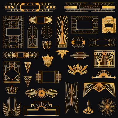 Art Deco Vintage çerçeveleri ve tasarım öğeleri - vektör