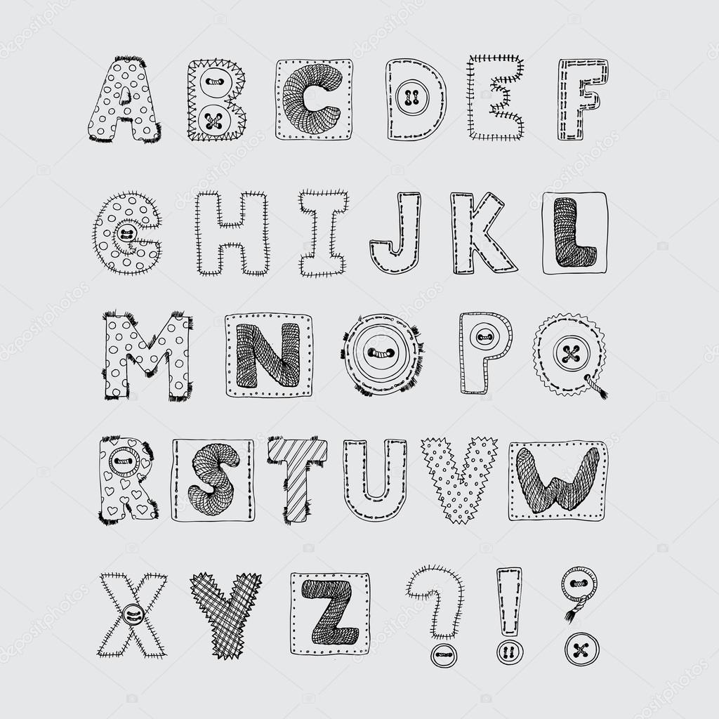Hand drawn scrapbook alphabet. Handwritten font. Stock Vector by ©woodhouse  43638965