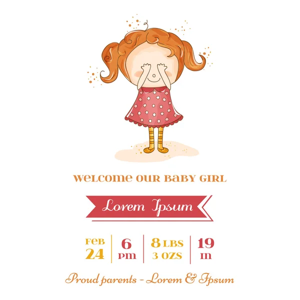 Baby Girl Arrival Card - with Baby Girl - in vector — Stock Vector