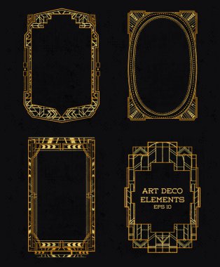 Art Deco Vintage çerçeveleri ve tasarım öğeleri - vektör