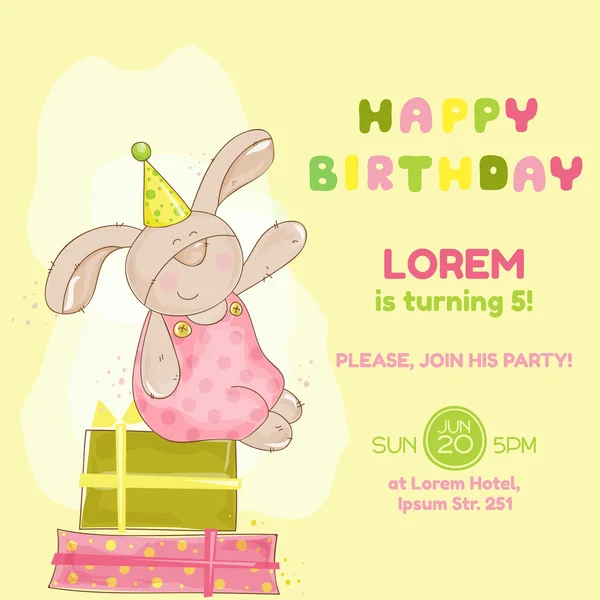 Carta di compleanno coniglietto Baby - invito, Congratulazione — Stockvector