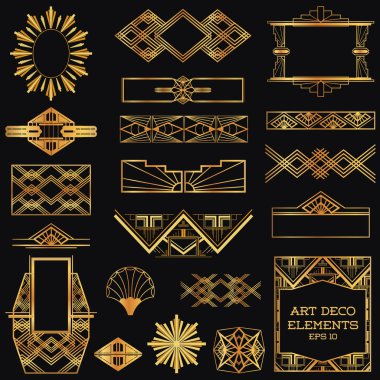Art Deco Vintage çerçeveleri ve tasarım öğeleri - vektör