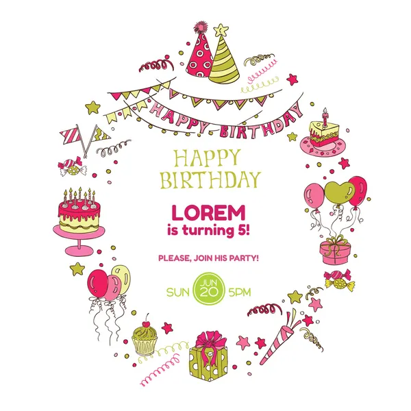 Birthday Party Invitation Card - with place for your text — Stock Vector