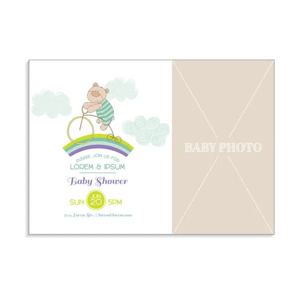 Carte de douche bébé avec cadre photo — Image vectorielle