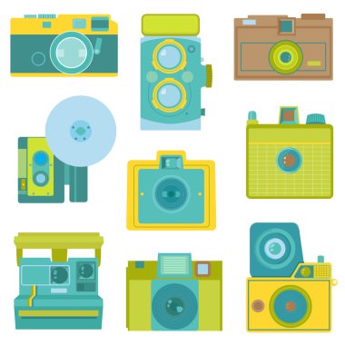 düz fotoğraf makinesi - vektör kümesi