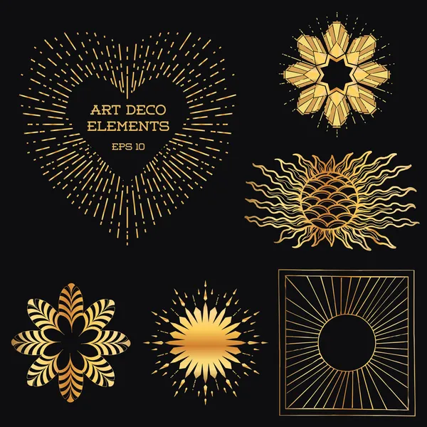 Art Deco Marcos y elementos de diseño vintage - Sun Burst — Vector de stock