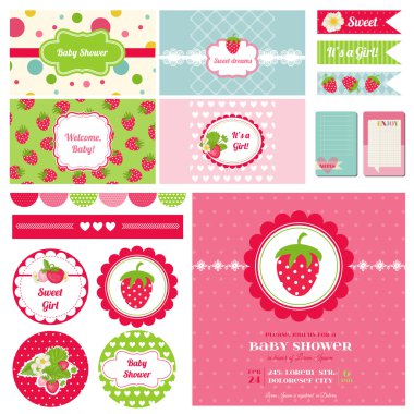 Scrapbook tasarım elemanları - çilek bebek duş Tema