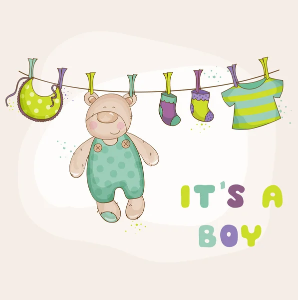 Baby Bear Shower o tarjeta de llegada - en vector — Vector de stock