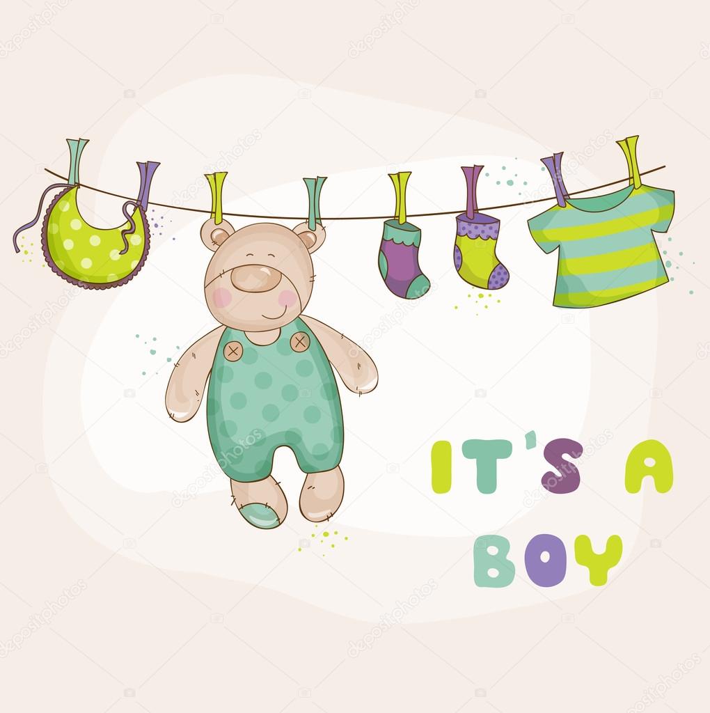 Baby Bear Shower or Arrival Card - in vector