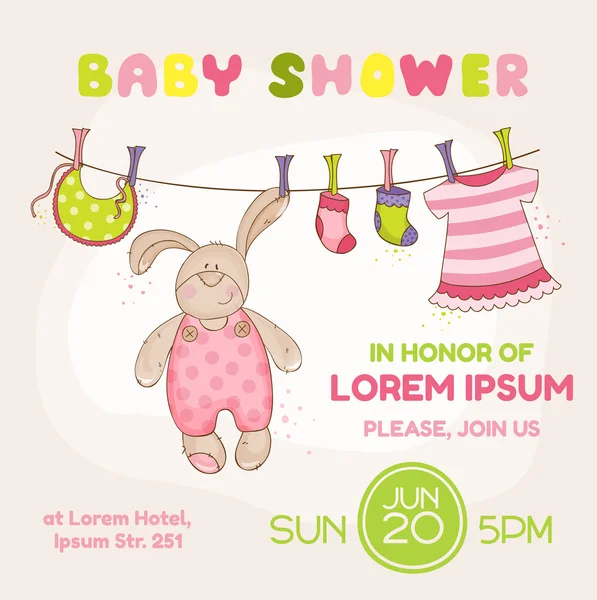 Baby Bunny Shower Card - con spazio per il testo - in vettoriale — Vettoriale Stock