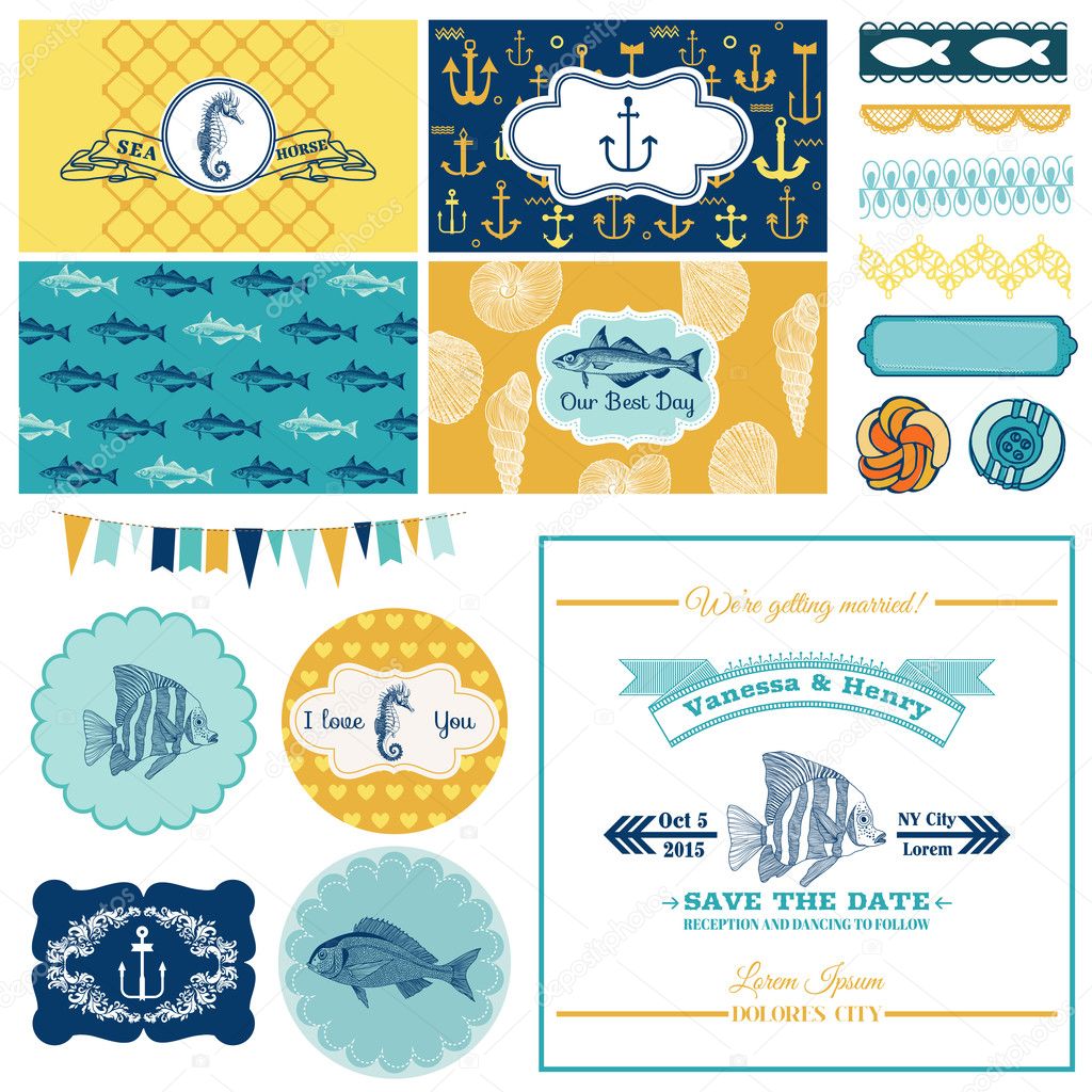 Nautical Sea Theme Set For Party Decoration Scrapbook Wedding
