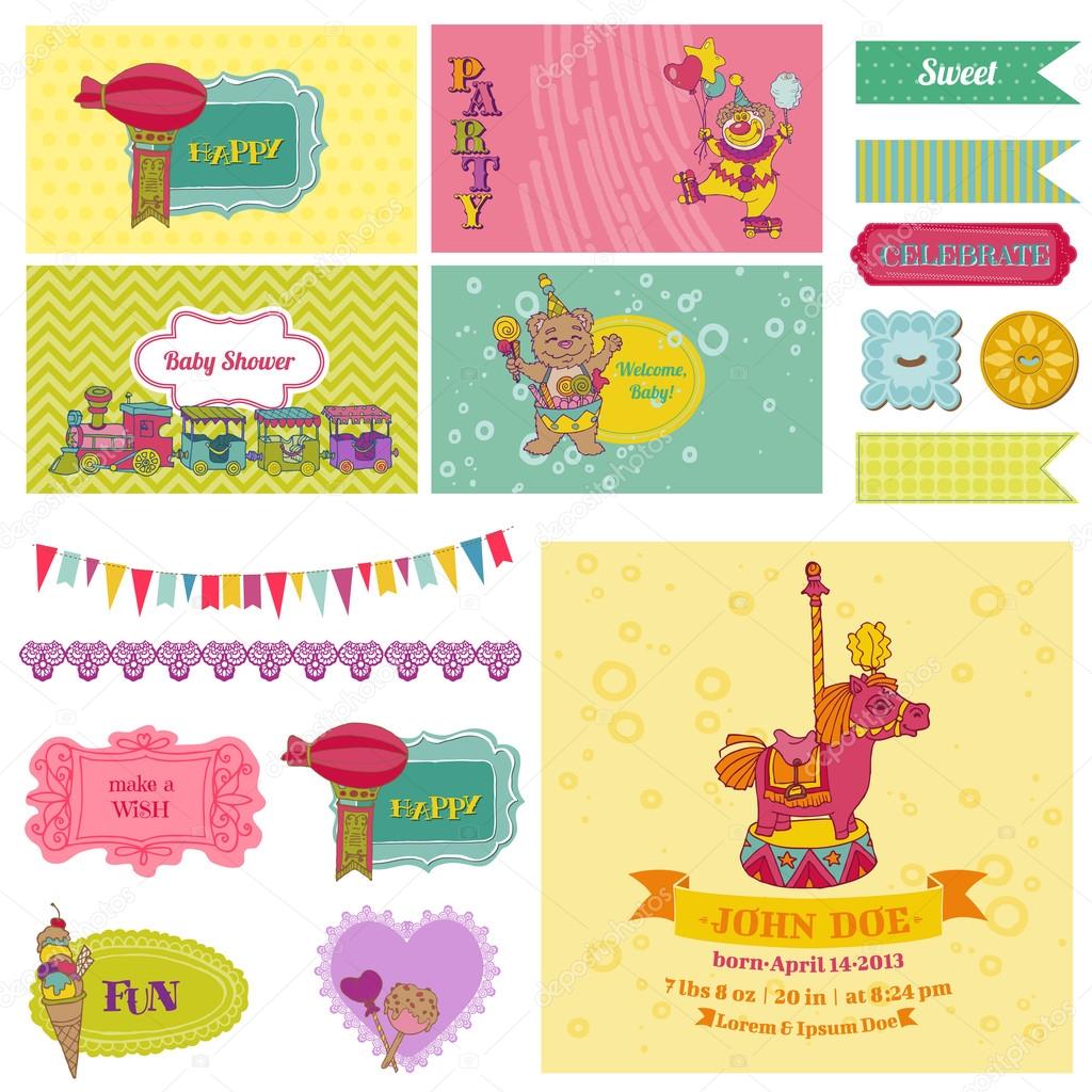 Baby Shower Circus Party Set - for Party Decoration, Scrapbook