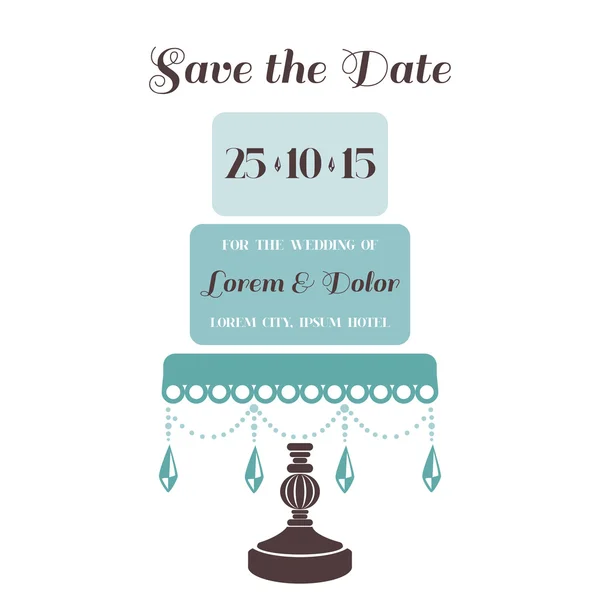 Invitación de pastel de boda - Guardar la fecha - para el diseño, álbum de recortes — Vector de stock