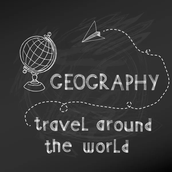Back to School - Geography Sign on  chalk board - hand drawn- in vector — Stock Vector
