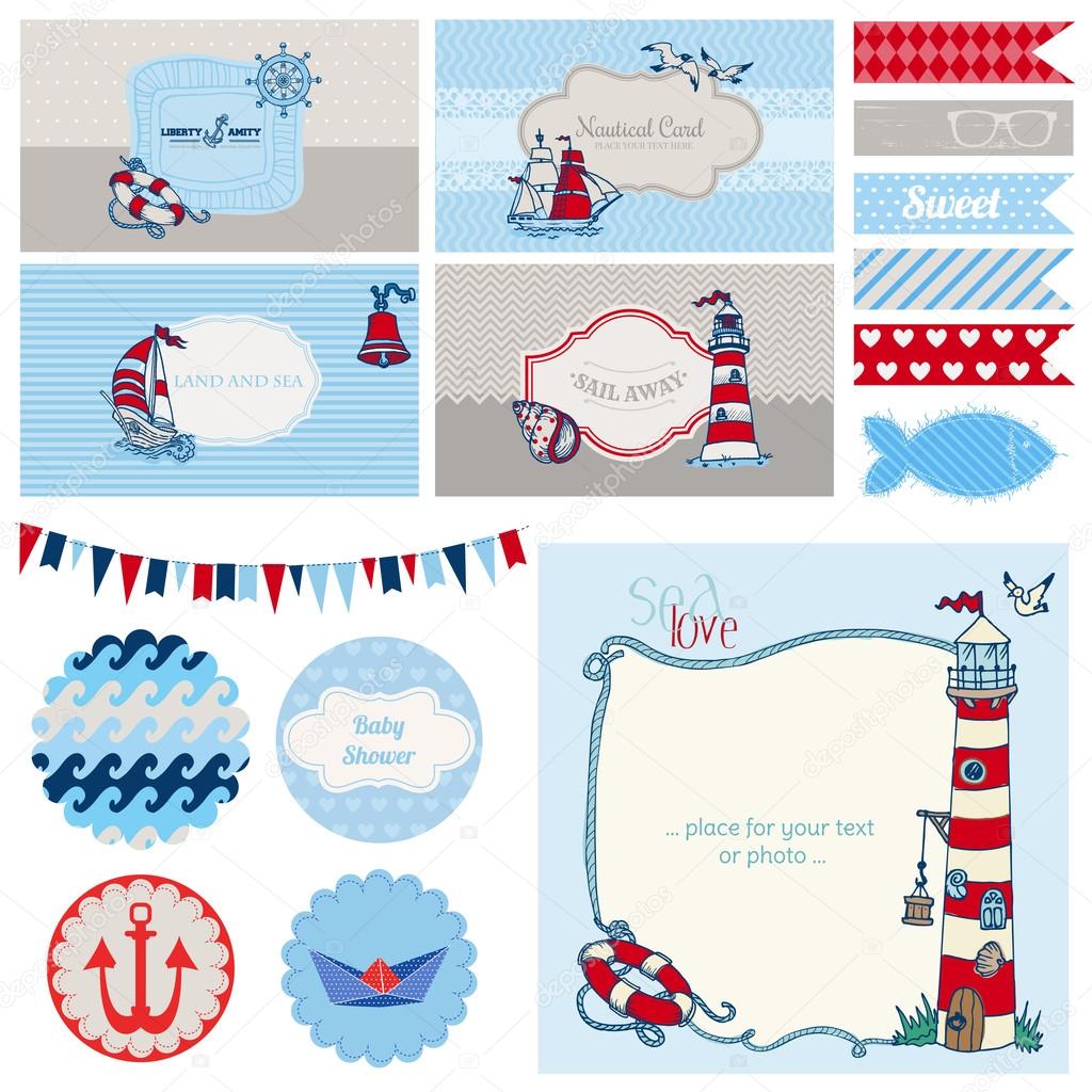 Baby Shower Nautical Set - for Party Decoration, Scrapbook