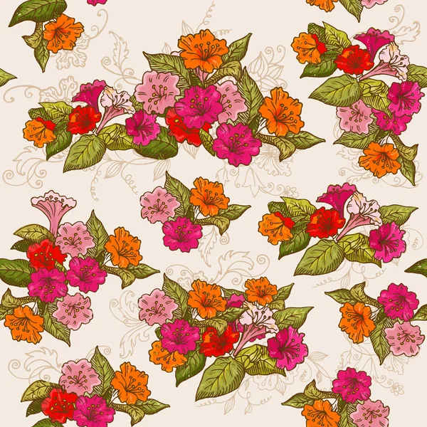 Fondo sin costura floral vintage - para diseño, fondo — Archivo Imágenes Vectoriales