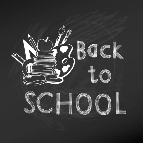 Back to School Chalkboard Ilustração - vetor desenhado à mão — Vetor de Stock