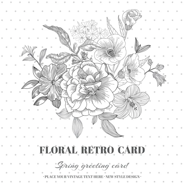 Floral Shabby Chic Card - vintage design - in vector — Stock Vector