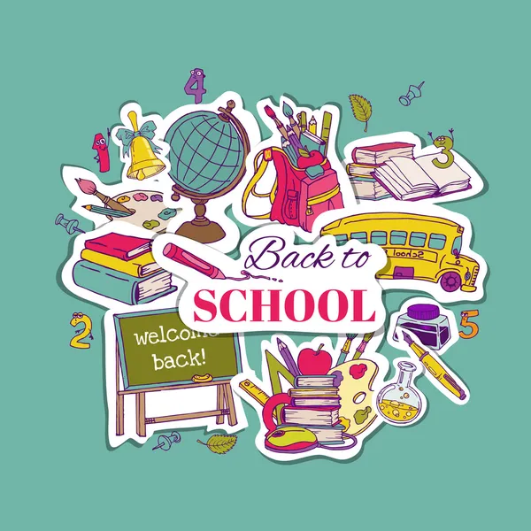 Volver al fondo de la escuela- para diseño, postal, textura — Vector de stock