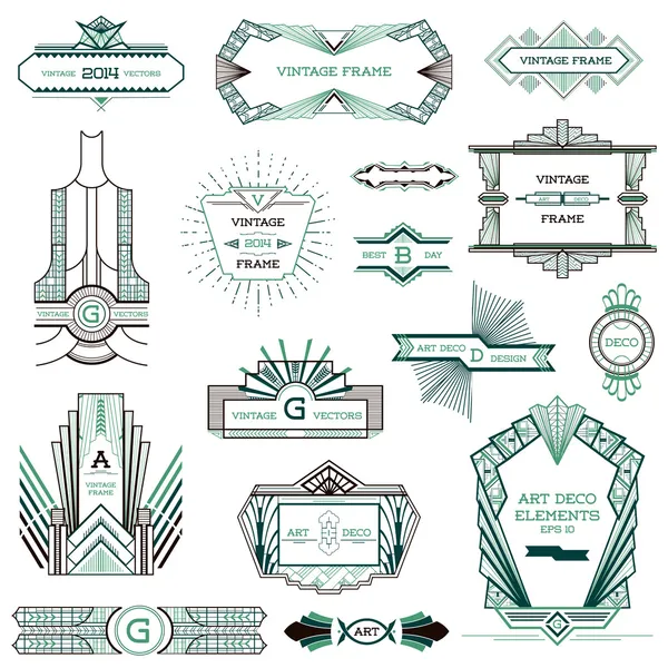 Art Deco Vintage Frames en ontwerpelementen - in vector — Stockvector