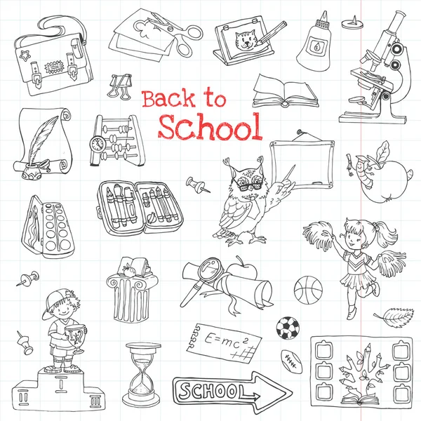 Back to School Doodles - Hand-Drawn Vector Illustration — Stock Vector