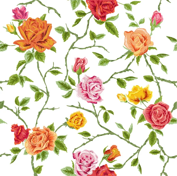 Nahtlose florale Rosen Hintergrund - Textur, Design, Tapete — Stockvektor