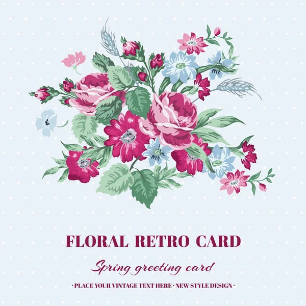 花みすぼらしいシックなカード - ビンテージ デザイン - ベクトル — ストックベクタ