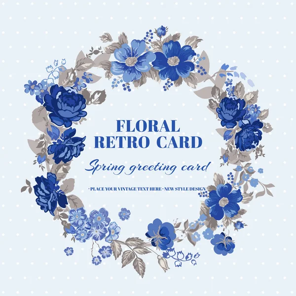 Floral Shabby Chic Card - desain vintage - dalam vektor - Stok Vektor