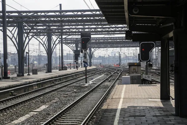 Vías Férreas Trenes Estación Tren Bruselas Sur — Foto de Stock