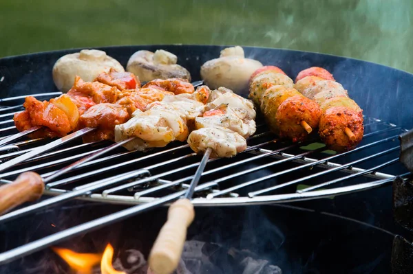 Grillat Kött Sommargrill Trädgården — Stockfoto