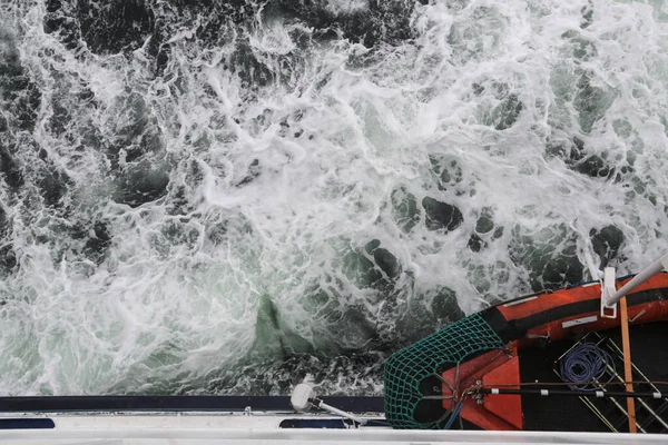 Big Water Splash Seen Boat — Stock Photo, Image