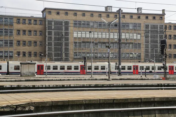 Vías Férreas Trenes Estación Tren Bruselas Sur —  Fotos de Stock