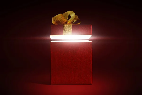 Geschenkbox Auf Rotem Hintergrund — Stockfoto