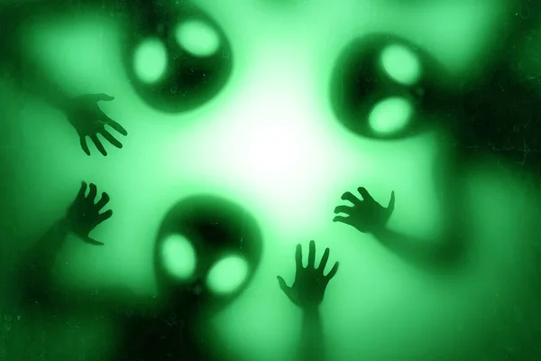 Silhouetten Van Spookachtige Aliens Creatur — Stockfoto