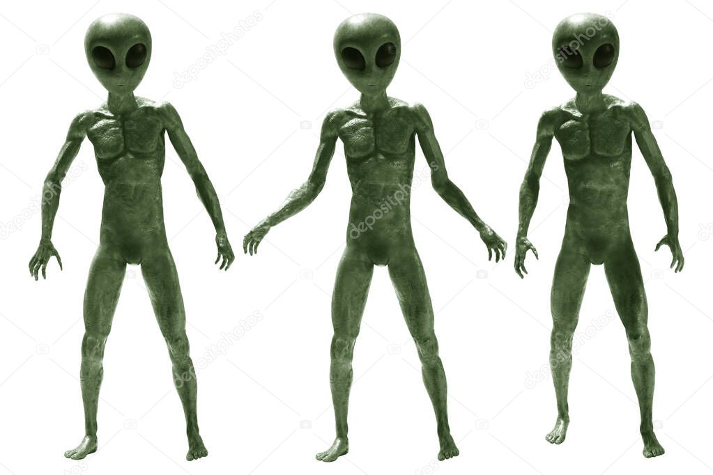 Set of aliens isolated on white background
