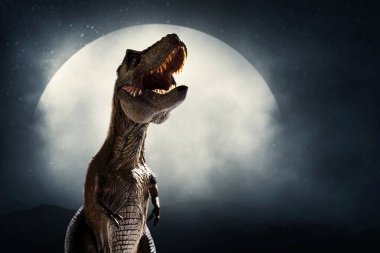 Dinozor, tyrannosaurus rex dağın tepesinde