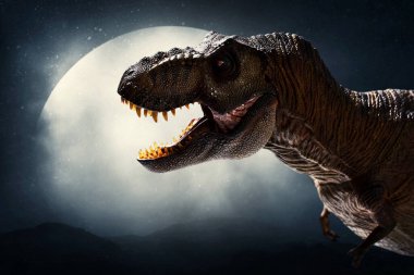 Dinozor, tyrannosaurus rex dağın tepesinde